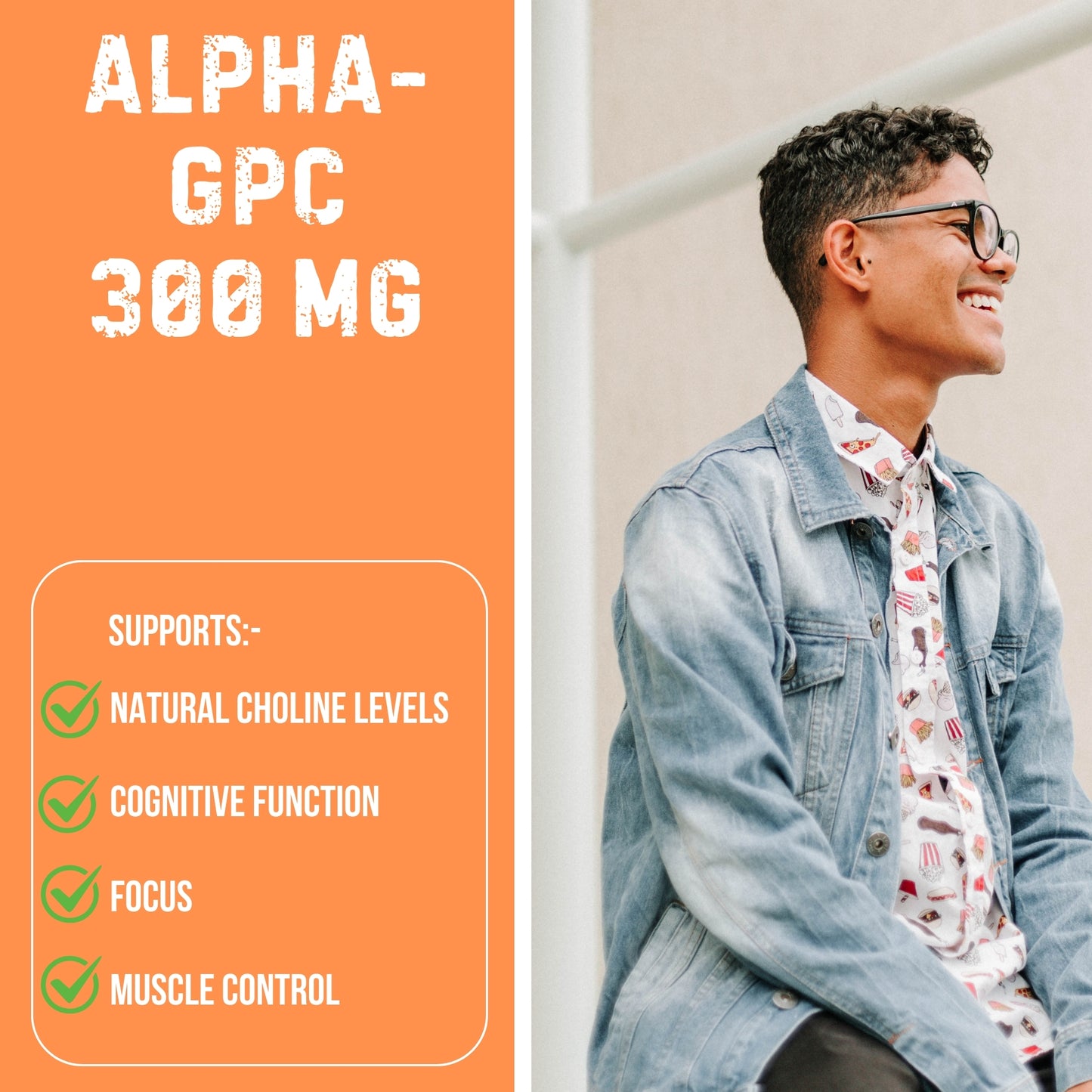 Alpha GPC Choline Supplement Capsules 300 mg