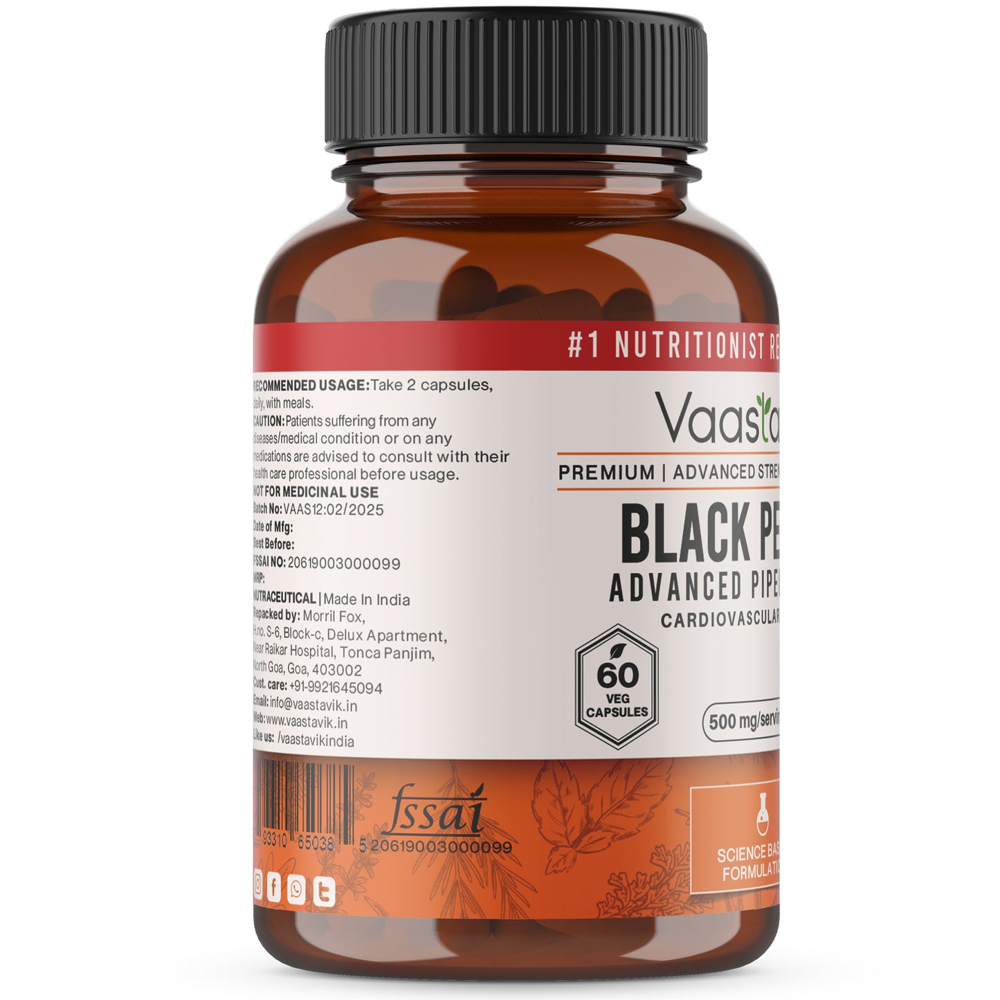 Black Pepper Capsules Extract Dietary Supplements 500mg