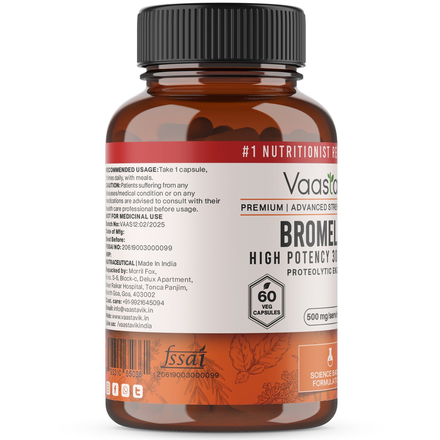 Bromelain Supplement 3000 GDU/g Vegan Capsule 500mg