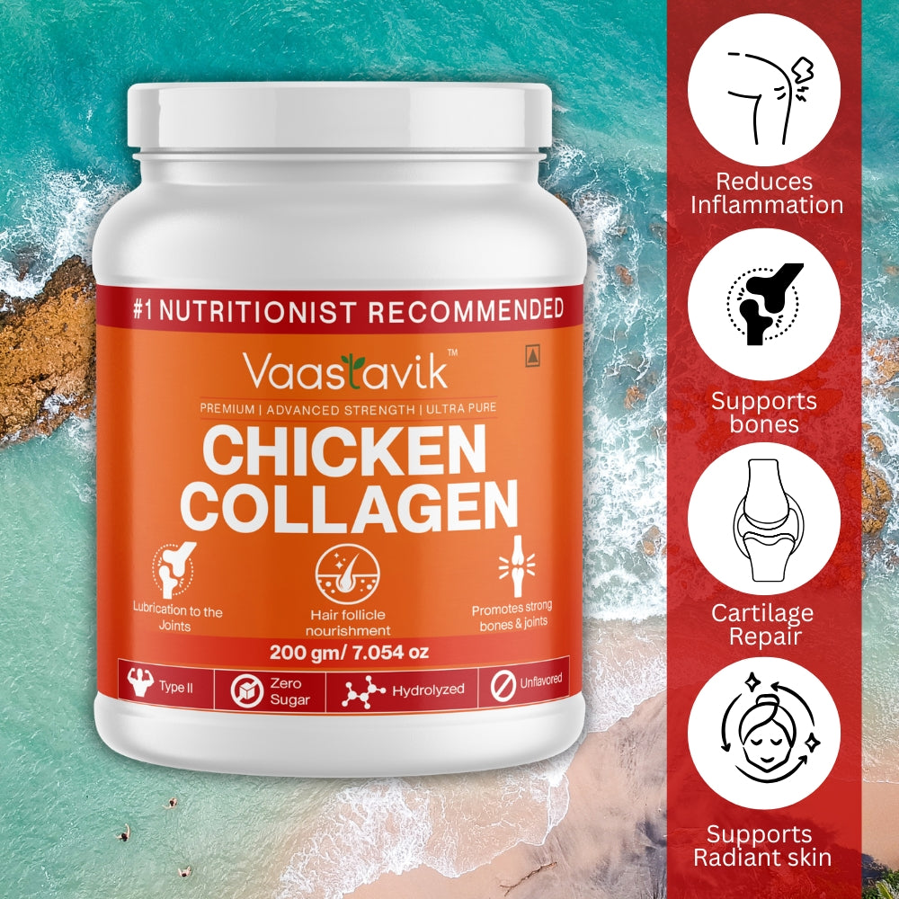 Chicken Collagen Powder Hydrolyzed Collagen Peptides Type 2 200gms