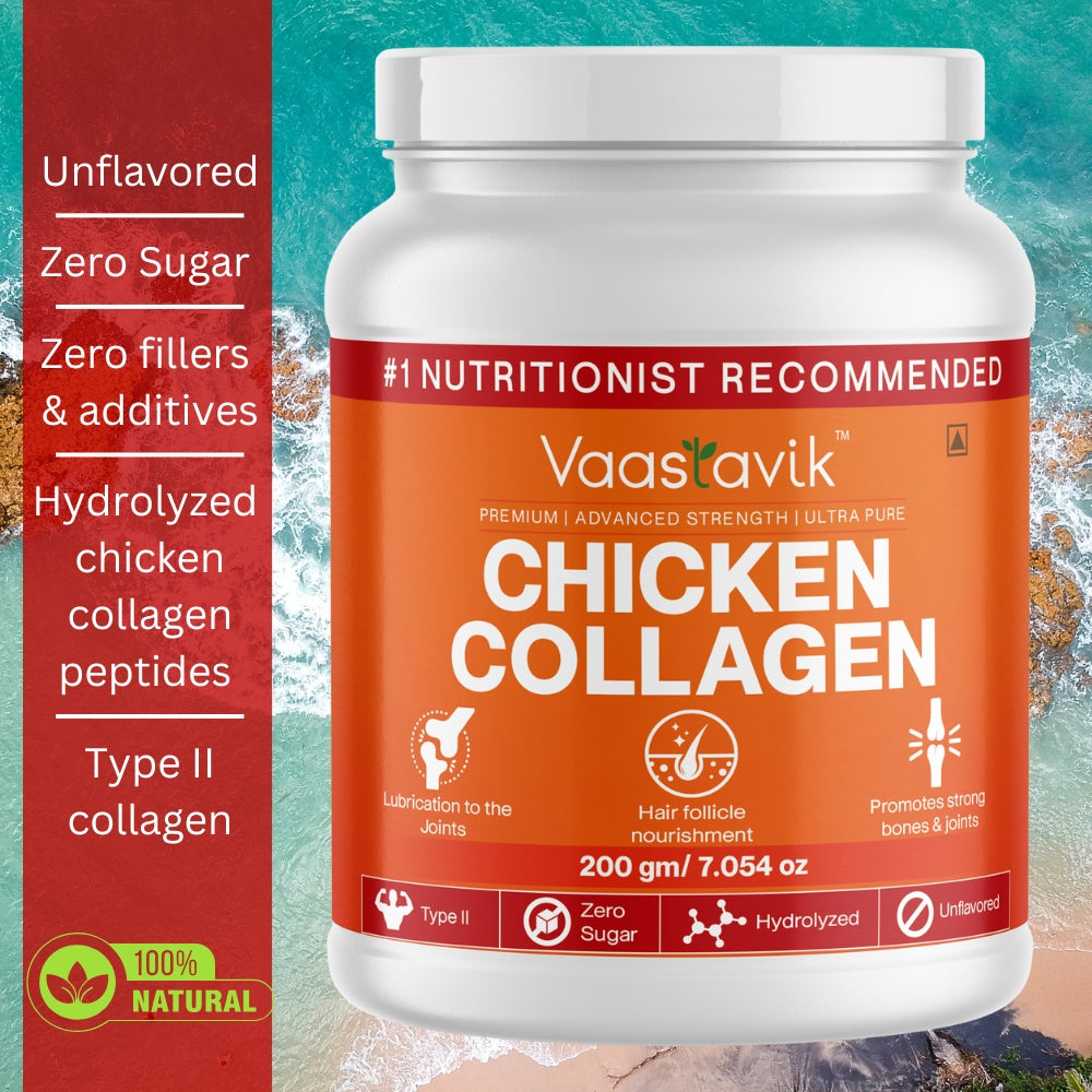Chicken Collagen Powder Hydrolyzed Collagen Peptides Type 2 200gms