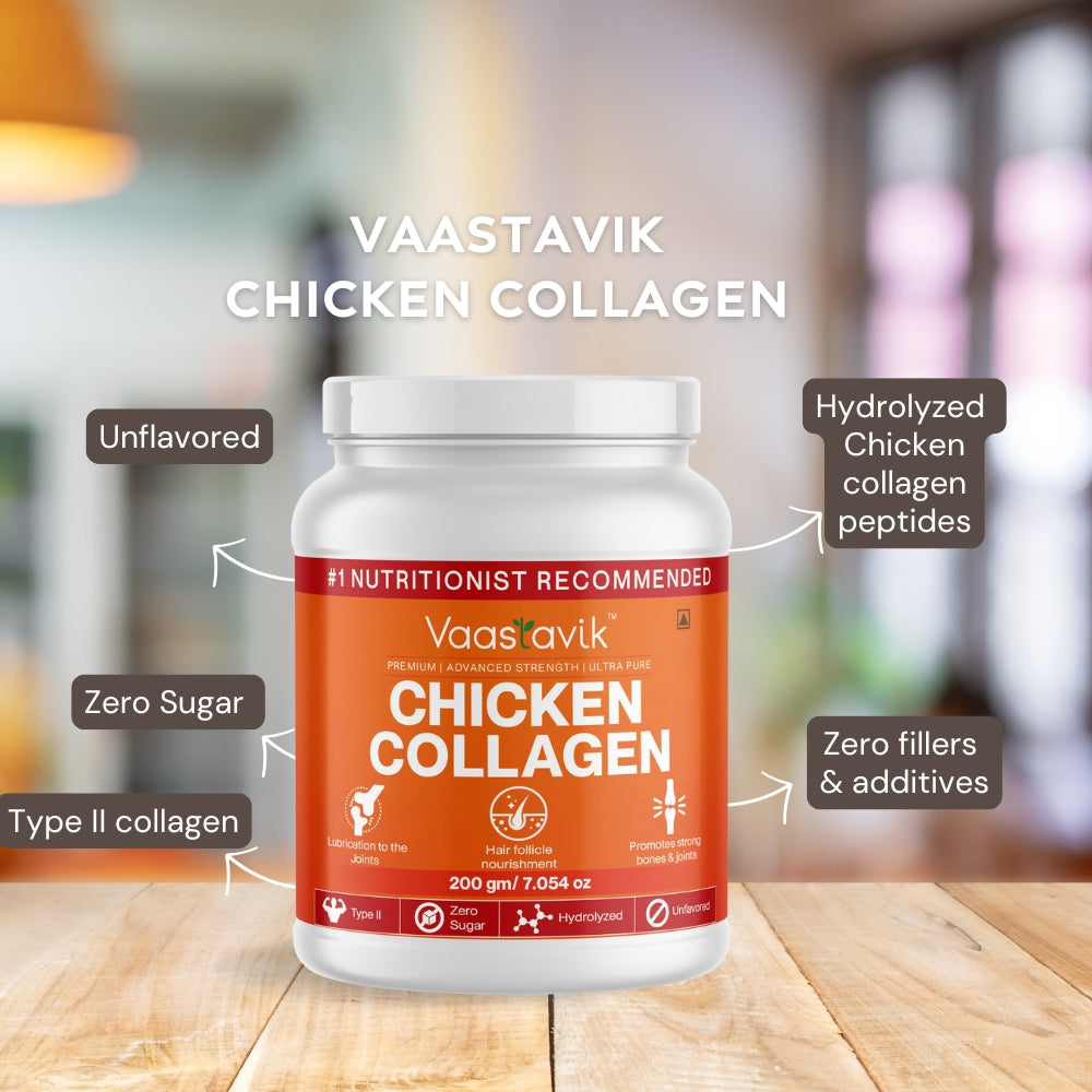 Chicken Collagen Powder Hydrolyzed Collagen Peptides Type 2 200gms