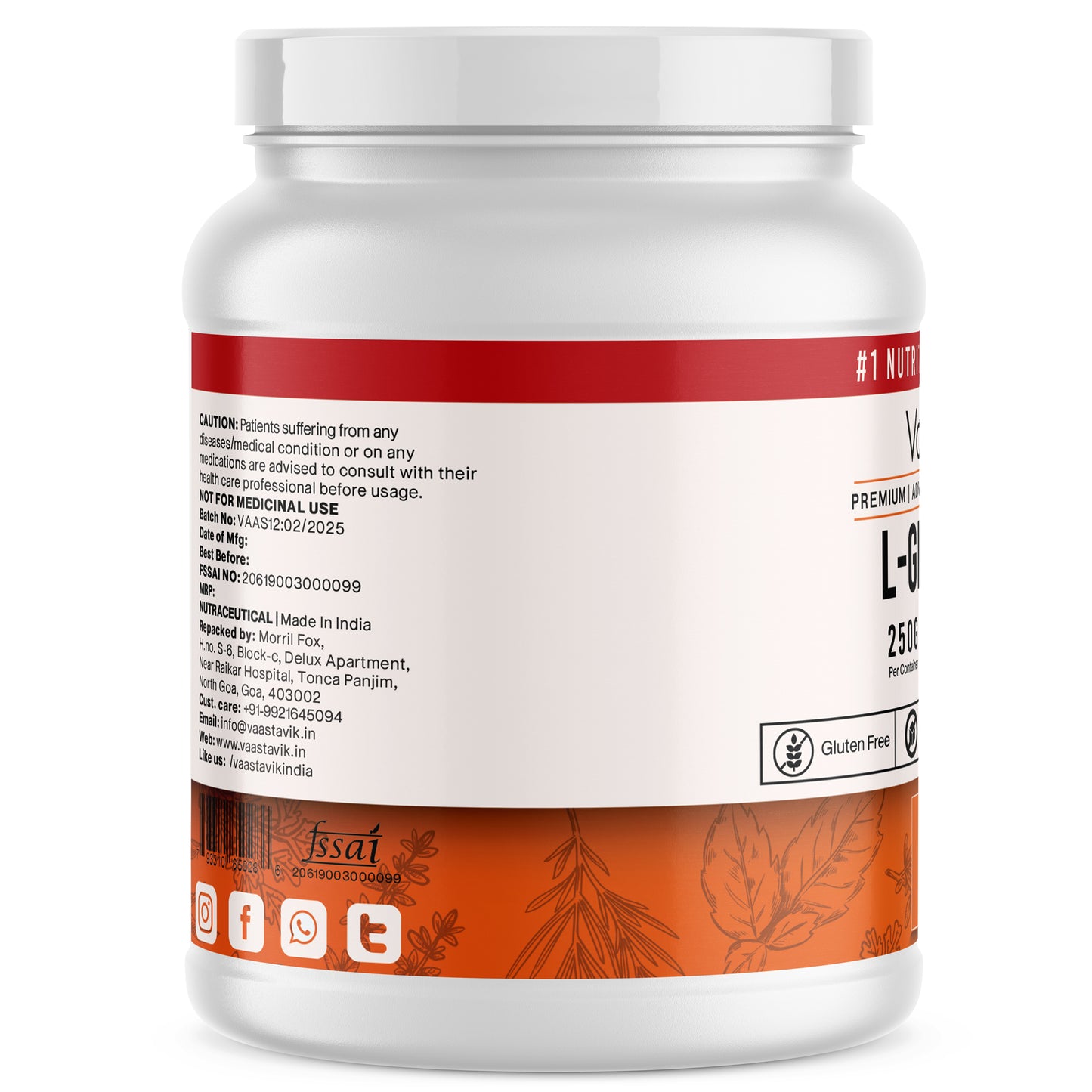 L Glutamine Powder Unflavoured 250 gm
