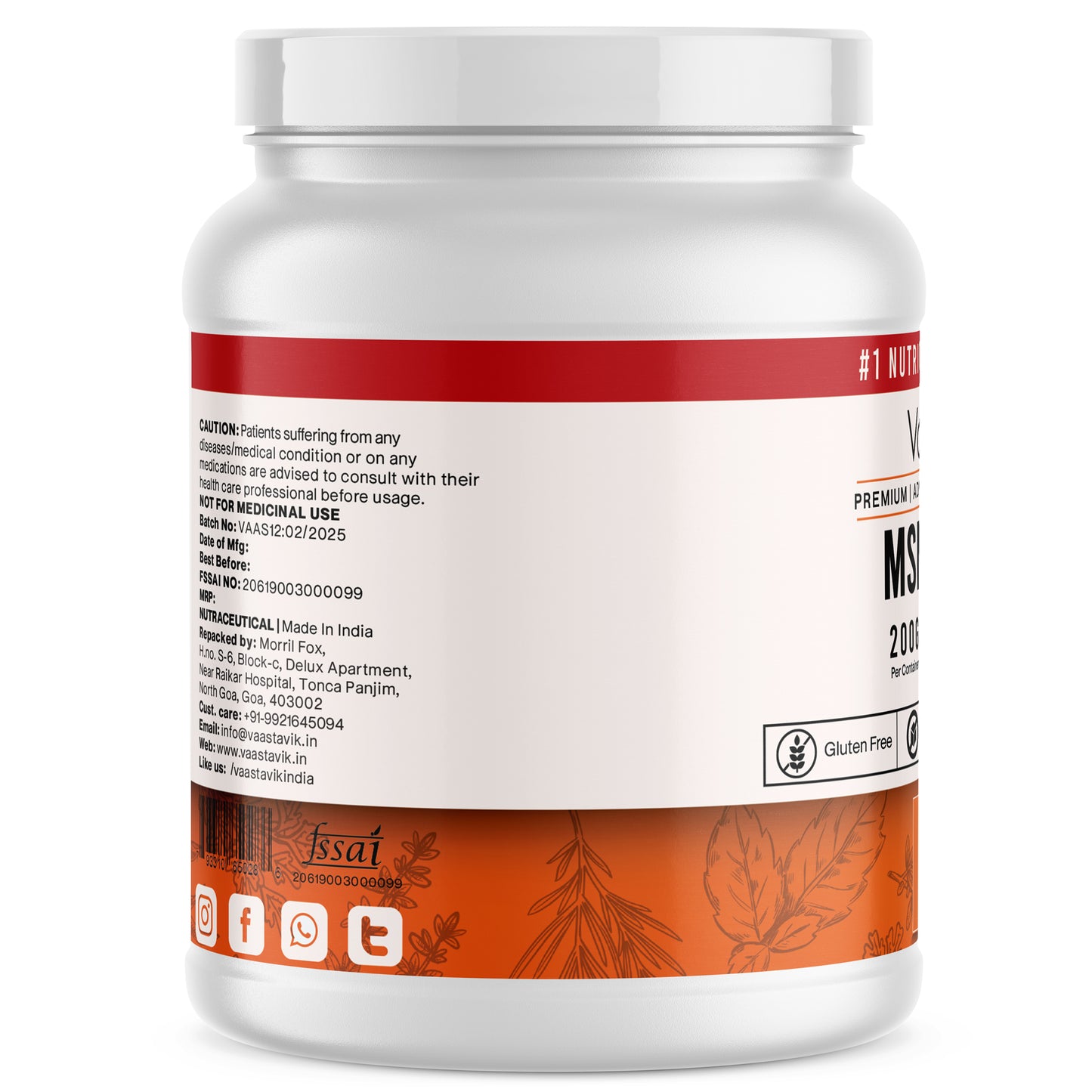 Methylsulfonylmethane (MSM) Powder 200 gm