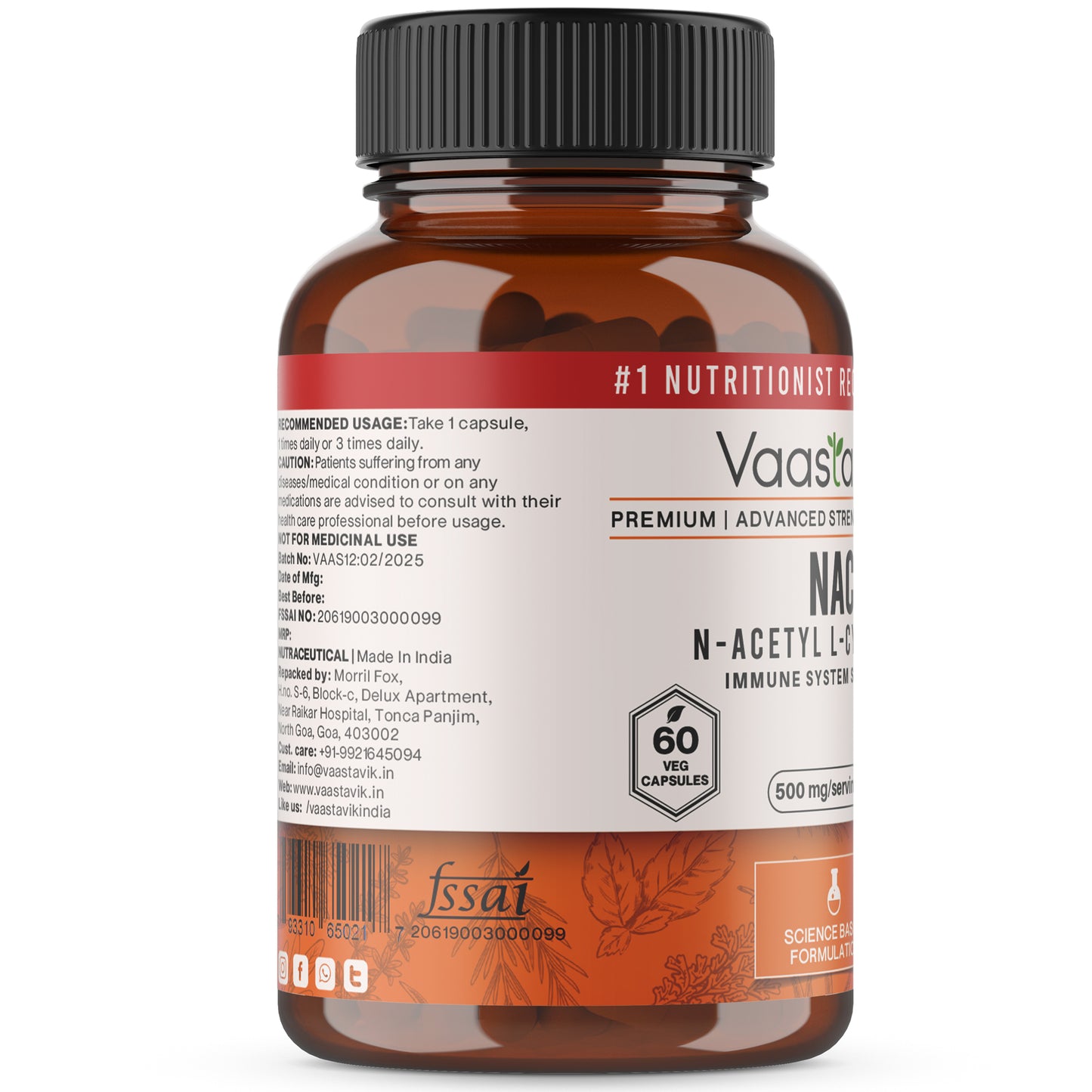N-Acetyl L Cysteine (NAC) 500 mg 60 Veg Capsules