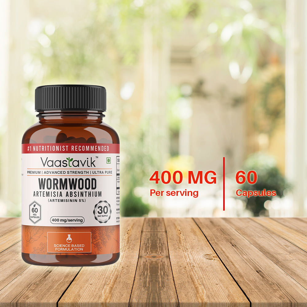 Wormwood Artemisia Absinthium 400 MG Vegetarian Capsule Extract Afsanteen(Artemisinin 5%) Supplement