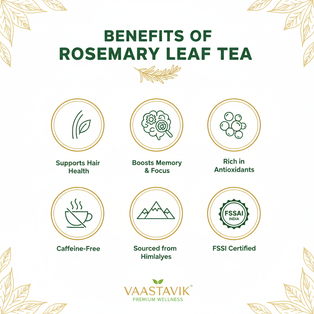 Benefits infographic - Rosemary Leaf Tea key benefits