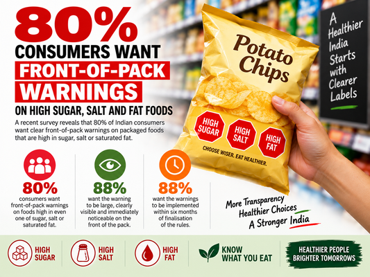 80% of Indian Consumers Want Clear Front-of-Pack Warnings on High-Sugar, Salt and Fat Foods