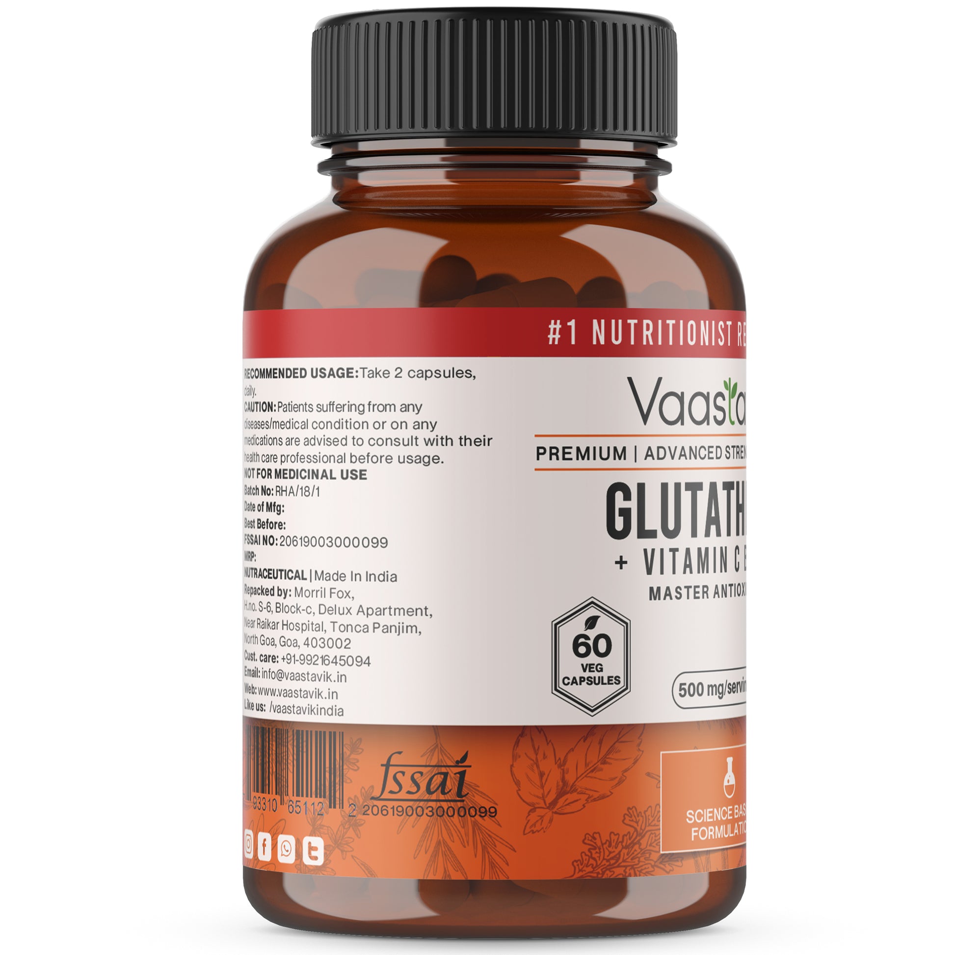 Glutathione Tablets For Skin Whitening 500 mg 60 capsules Vaastavik Glutathione Tablets For Skin Whitening 500 mg 60 capsules Vaastavik