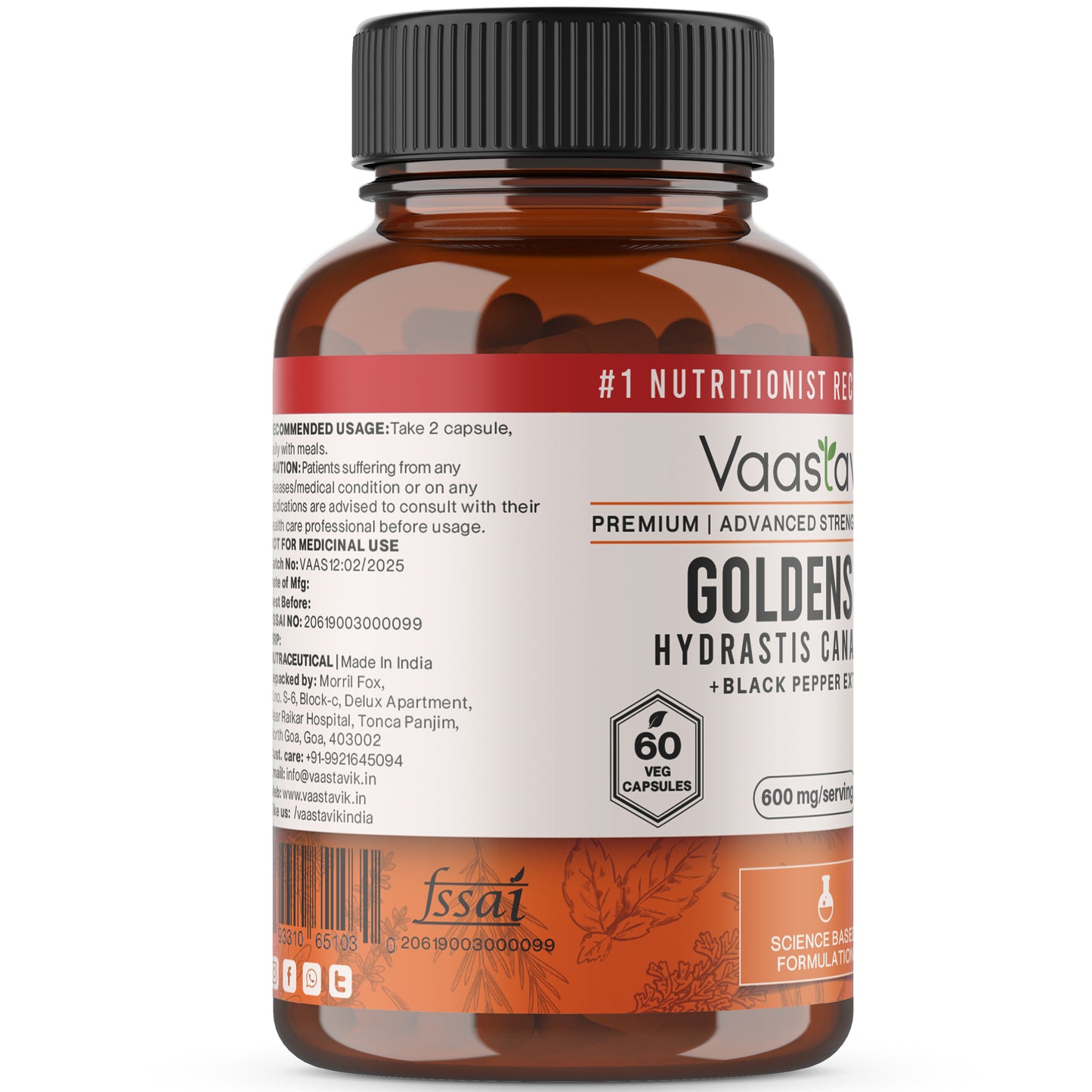 Goldenseal Root Capsules 600 mg