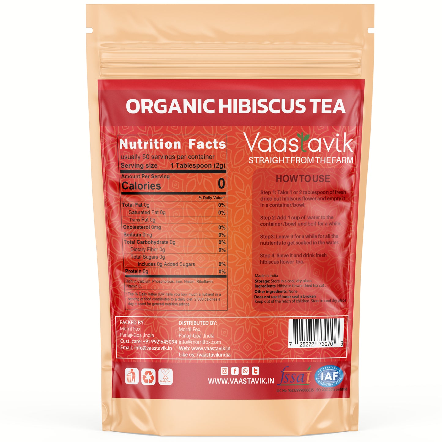 Himalayan Sourced Ayurvedic Hibiscus Flower Herbal Tea 100gm