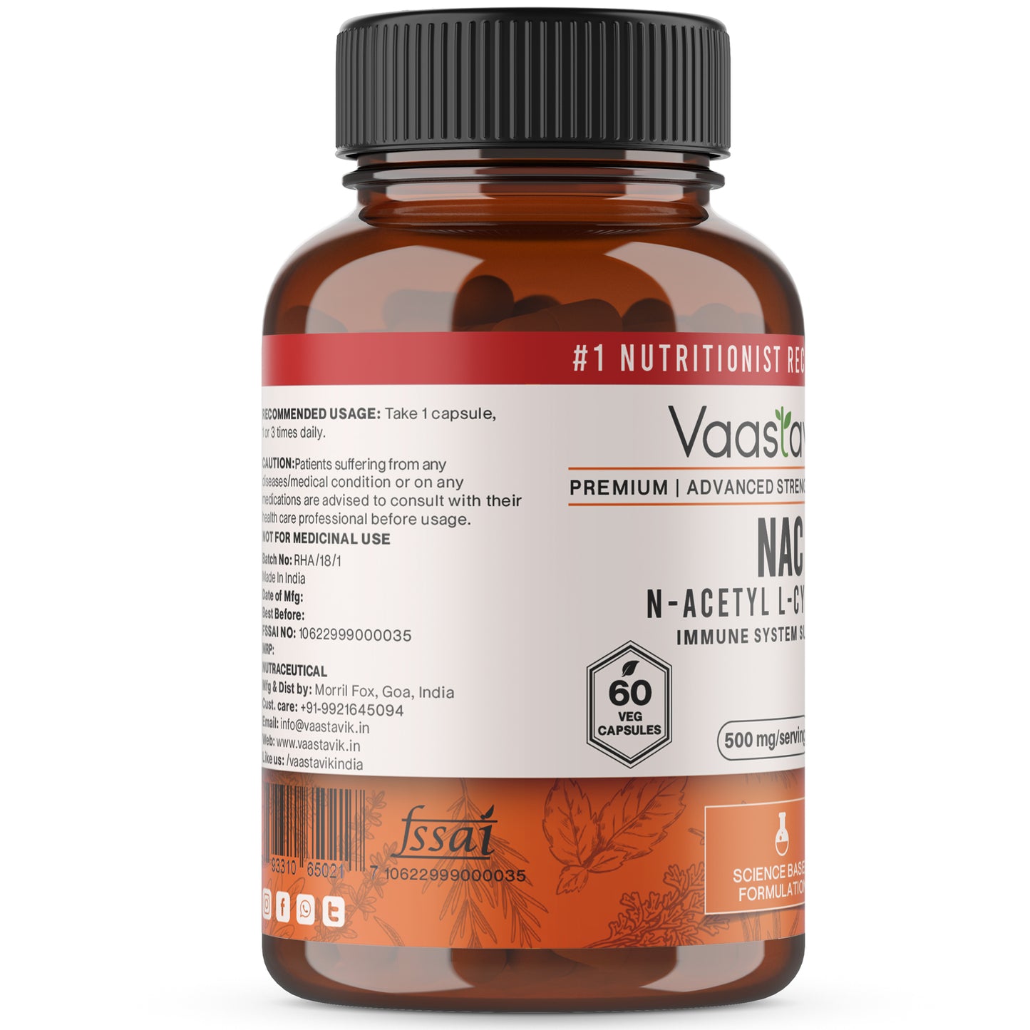 N-Acetyl L Cysteine (NAC) 500 mg 60 Veg Capsules