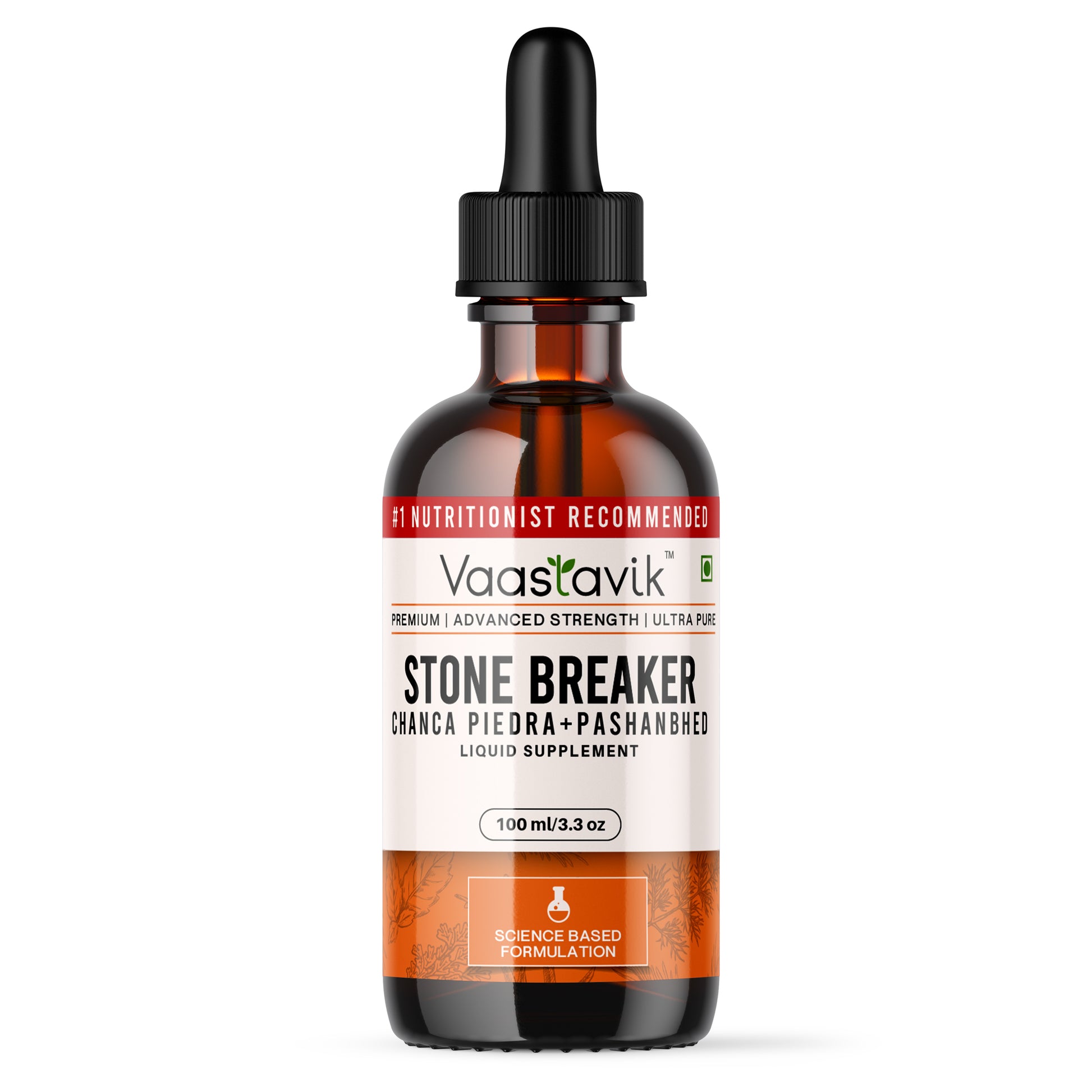 Vaastavik Kidney Stone Breaker Liquid Supplement 100ml bottle front view with Chanca Piedra and Pashanbhed