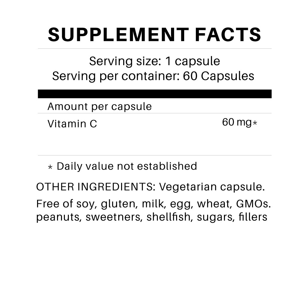 Vitamin C Capsule Plant Based 60mg 60 capsules