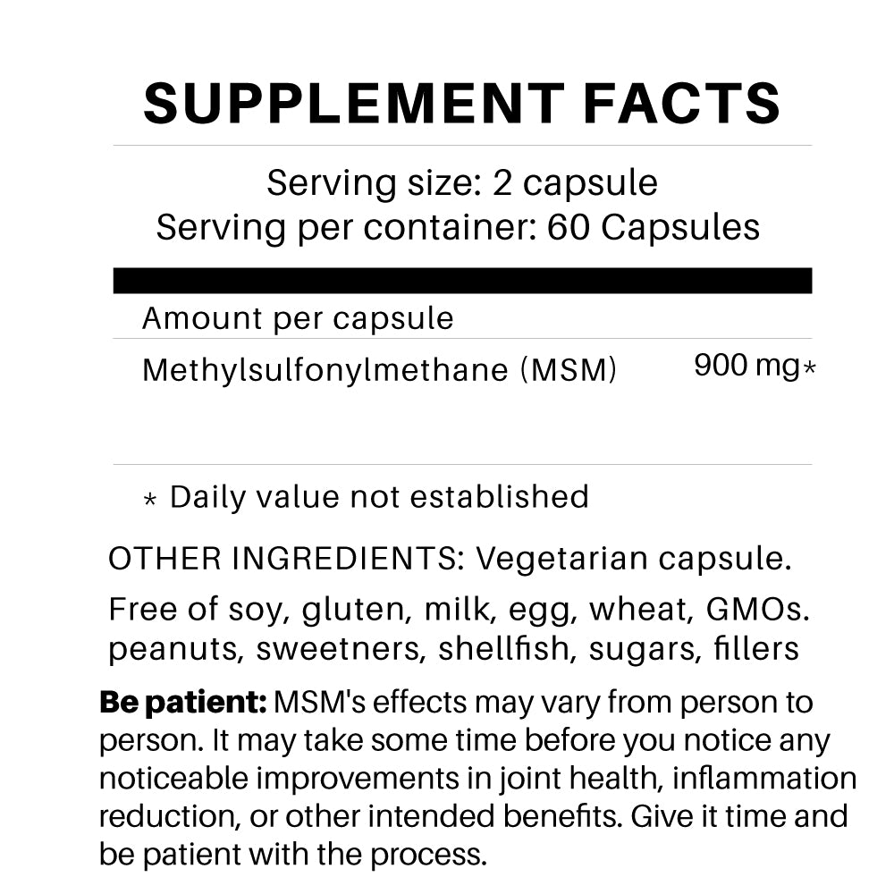 Methylsulfonylmethane (MSM) 900mg 60 Capsules