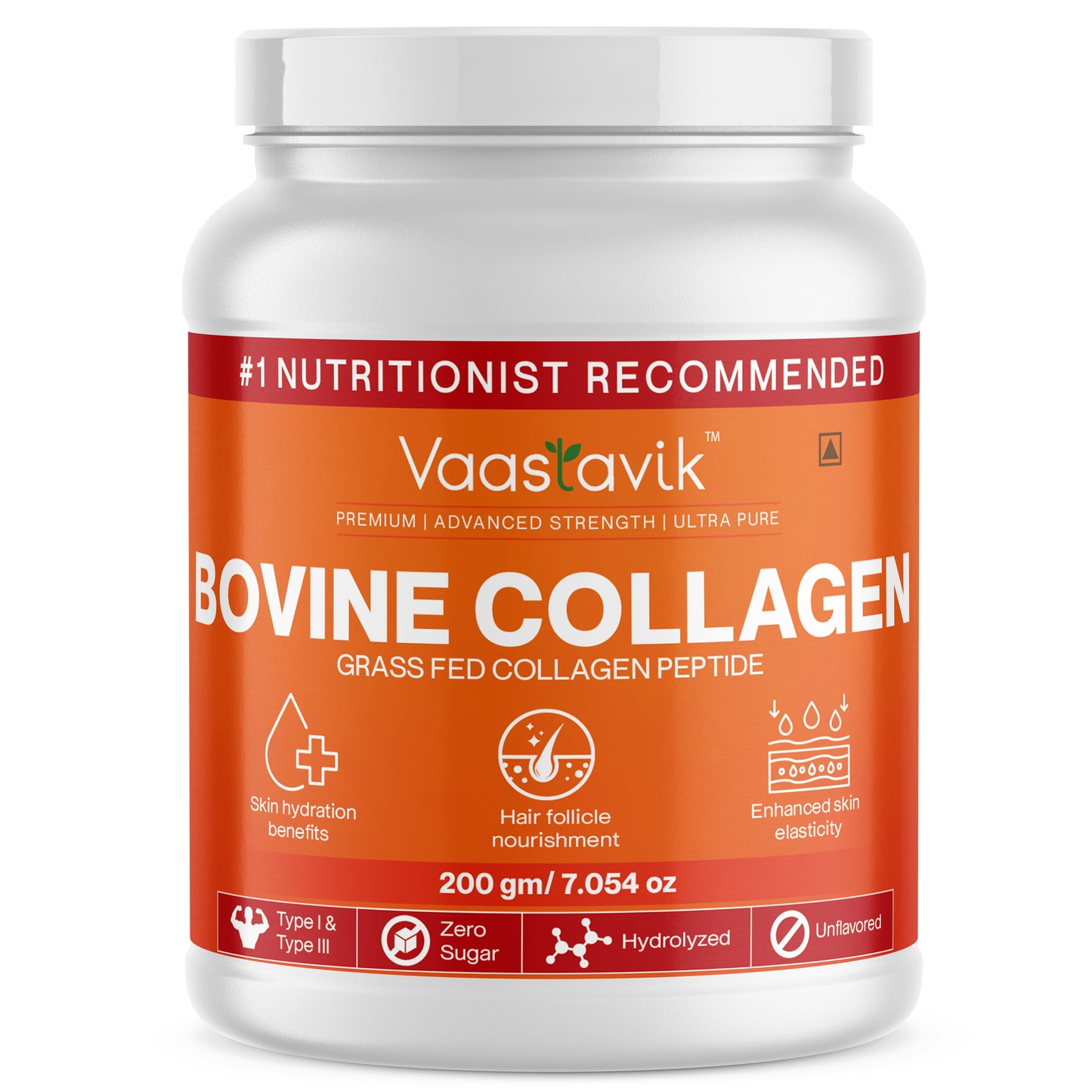 Bovine Collagen Powder Hydrolyzed Collagen Peptides Type 1 & Type 3 Grass Fed 200 gms