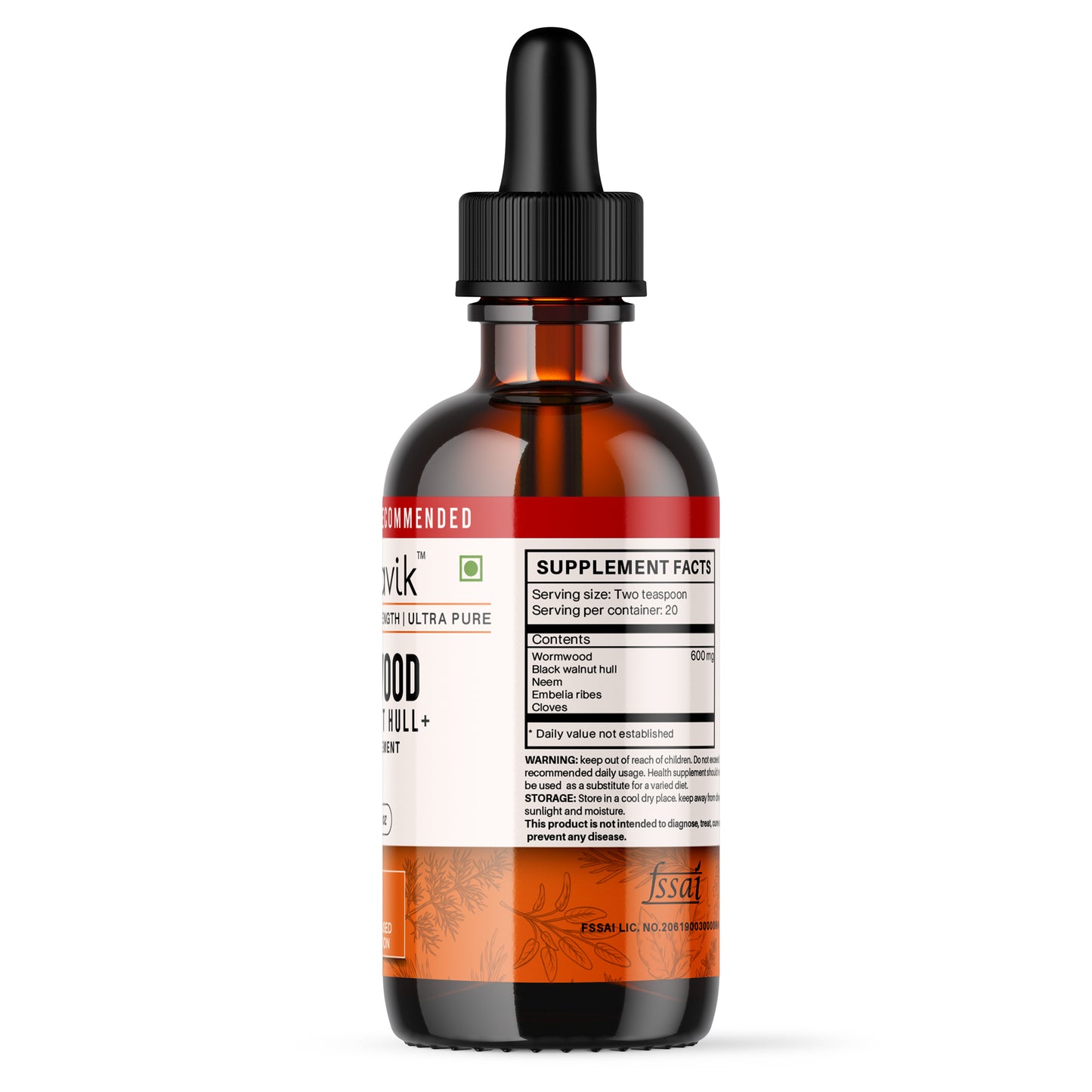 80% Wormwood plus Black Walnut Hull  Extract Tincture  Liquid Supplement 100 ml