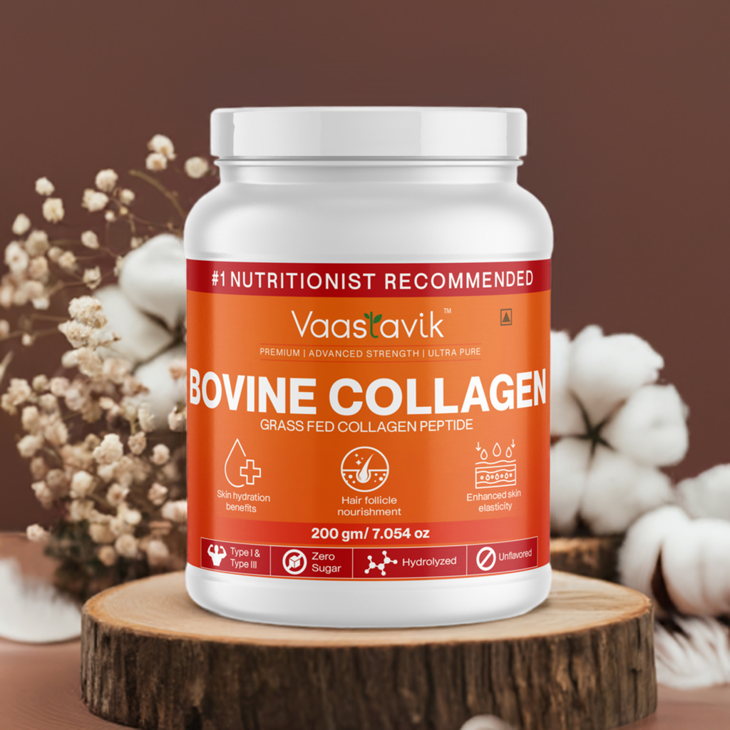 Bovine Collagen Powder Hydrolyzed Collagen Peptides Type 1 & Type 3 Grass Fed 200 gms