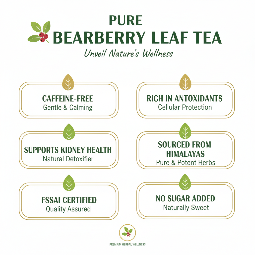 Pure Bearberry Leaf Tea benefits - caffeine free, antioxidants, kidney health, Himalayan sourced