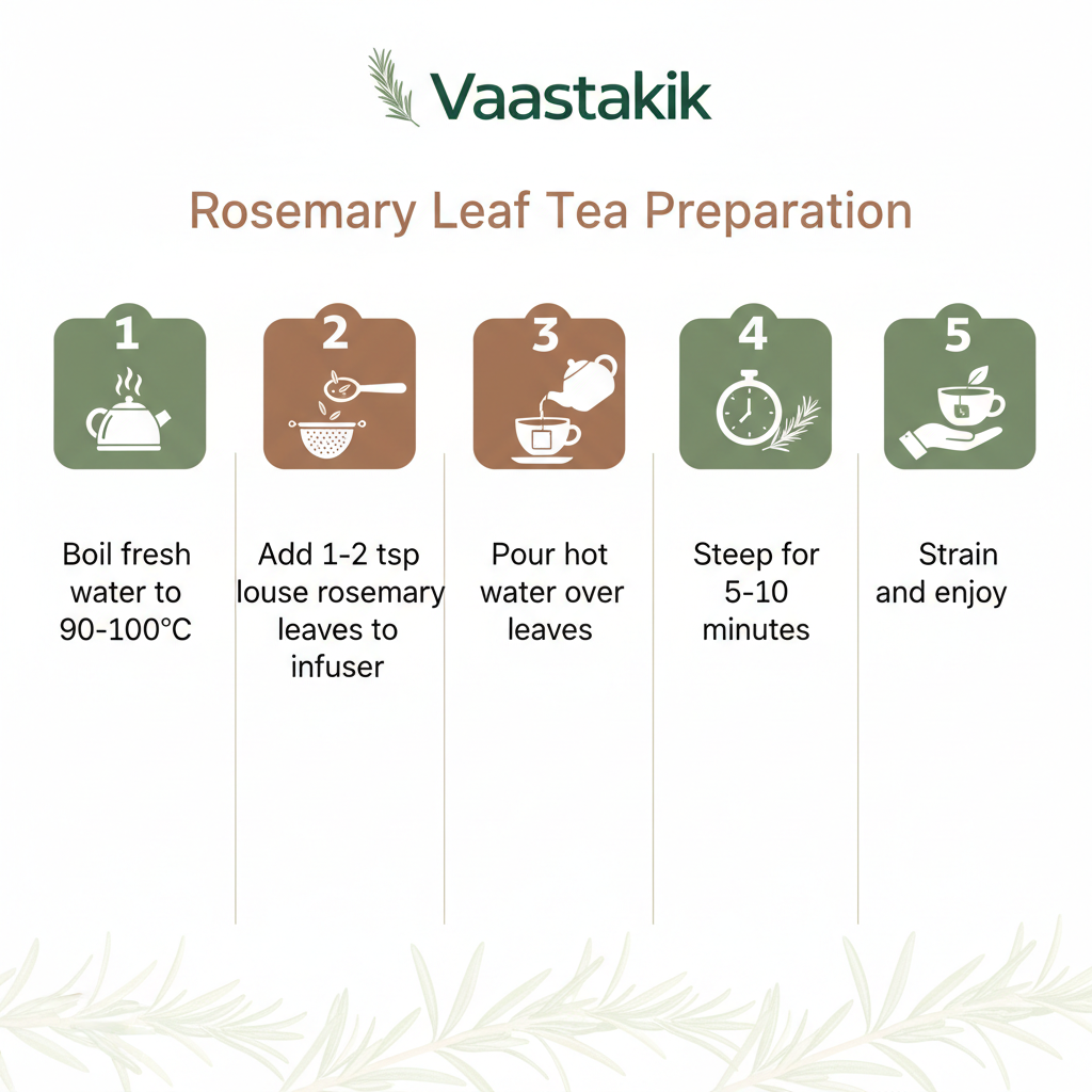 How to use infographic - Rosemary Leaf Tea brewing steps